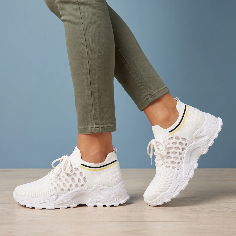 Joanna Arch Support Chunky Knit Sneakers - White