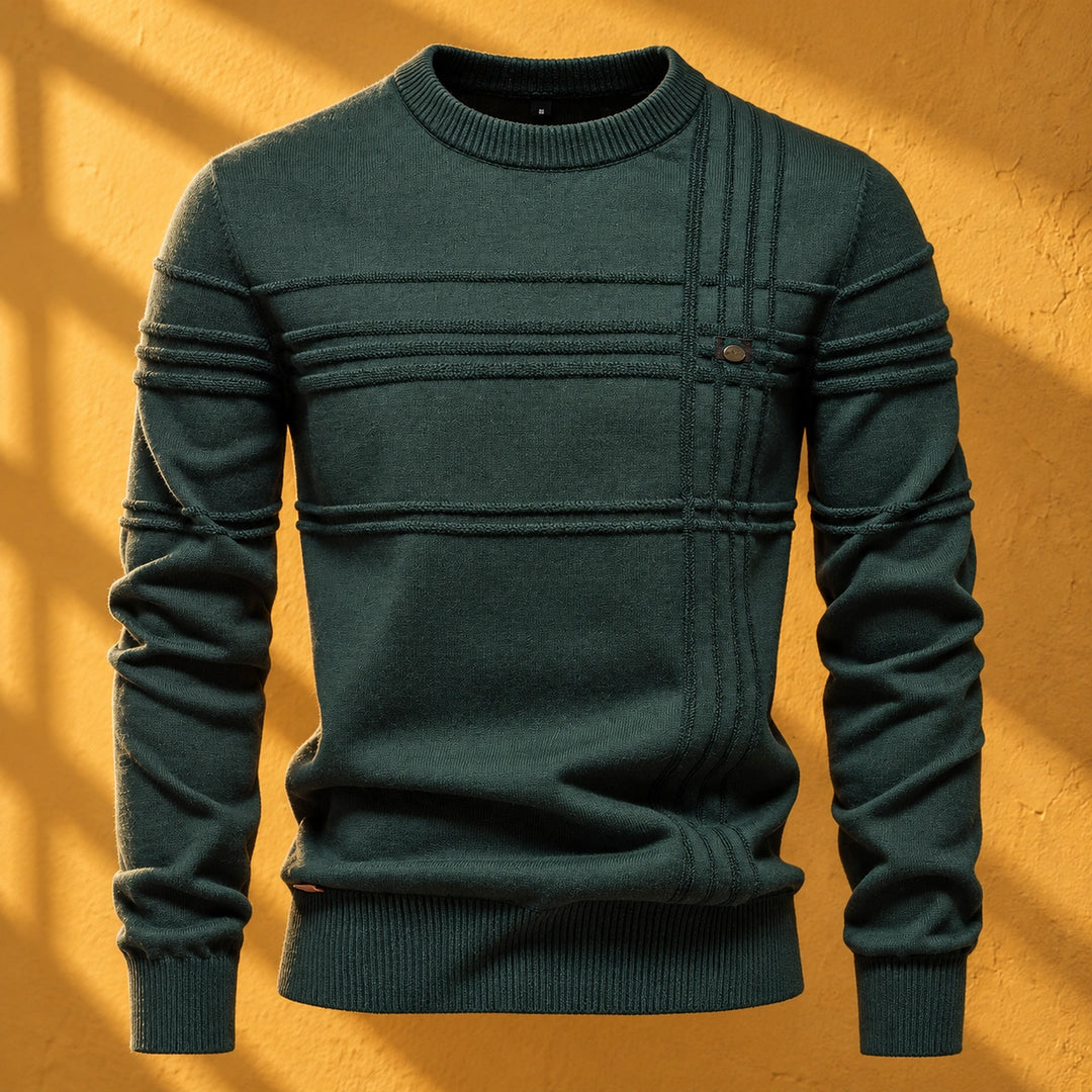 Jordan Textured Stripe Crew Neck Knit Sweater - Green