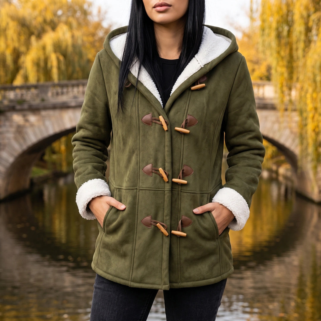 Josephine Sherpa Lined Toggle Duffle Coat - Olive