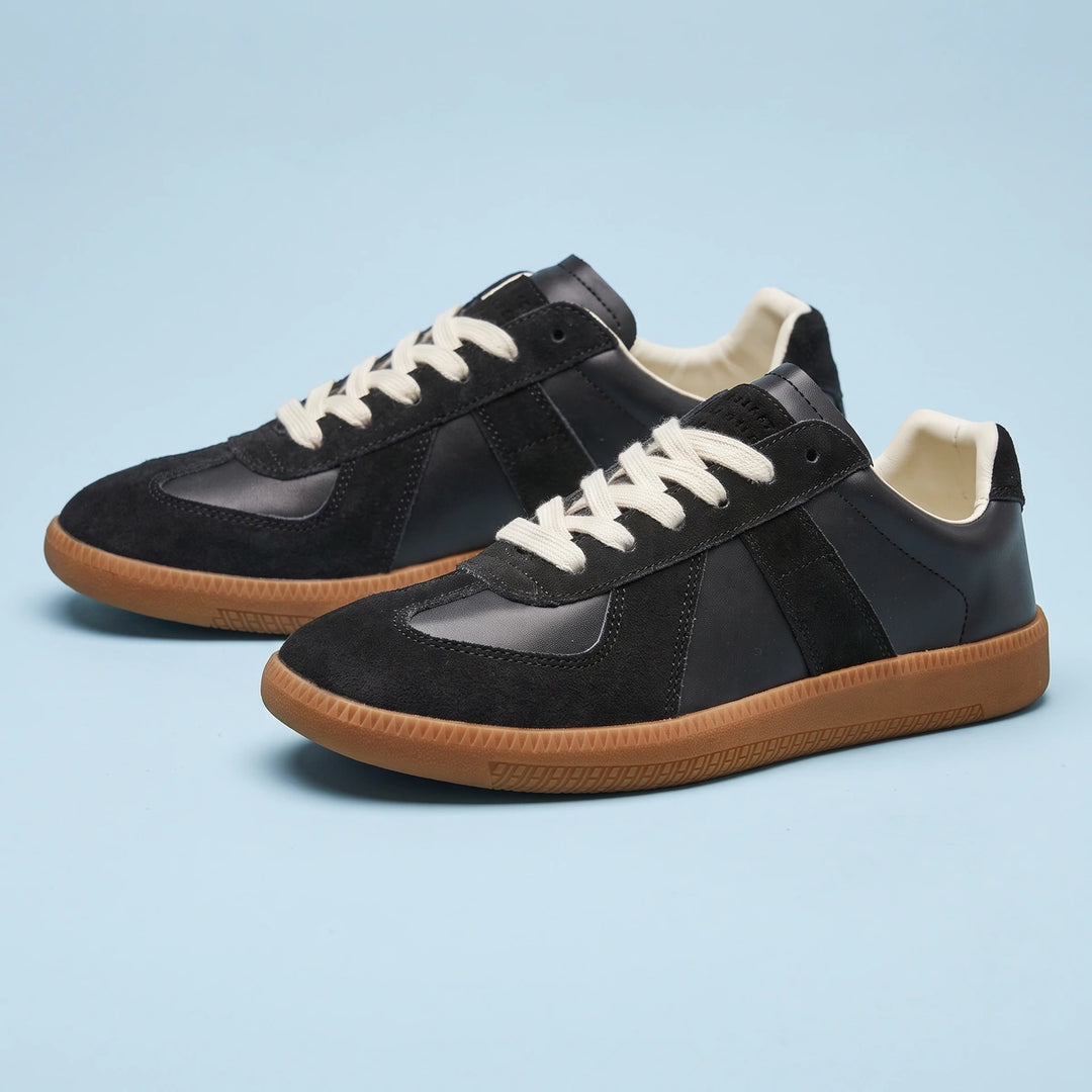 Kieran Retro Suede Trim Low Top Sneakers - Black
