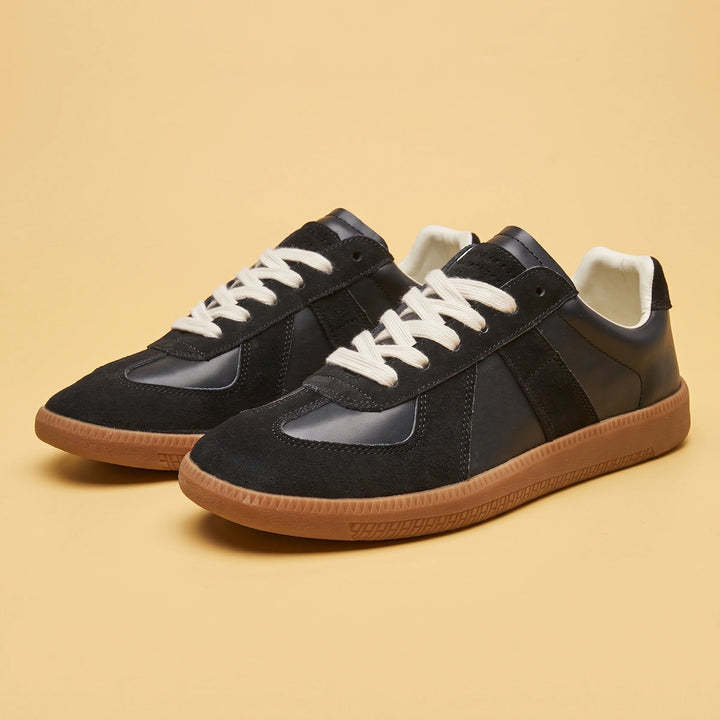 Kieran Retro Suede Trim Low Top Sneakers - Black