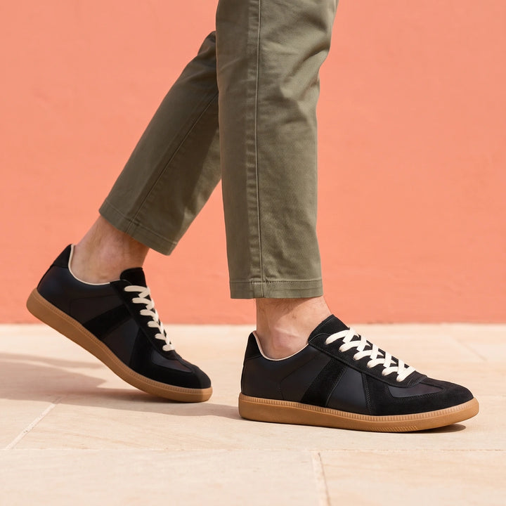 Kieran Retro Suede Trim Low Top Sneakers - Black