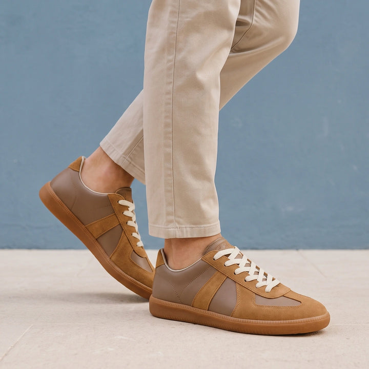 Kieran Retro Suede Trim Low Top Sneakers - Brown