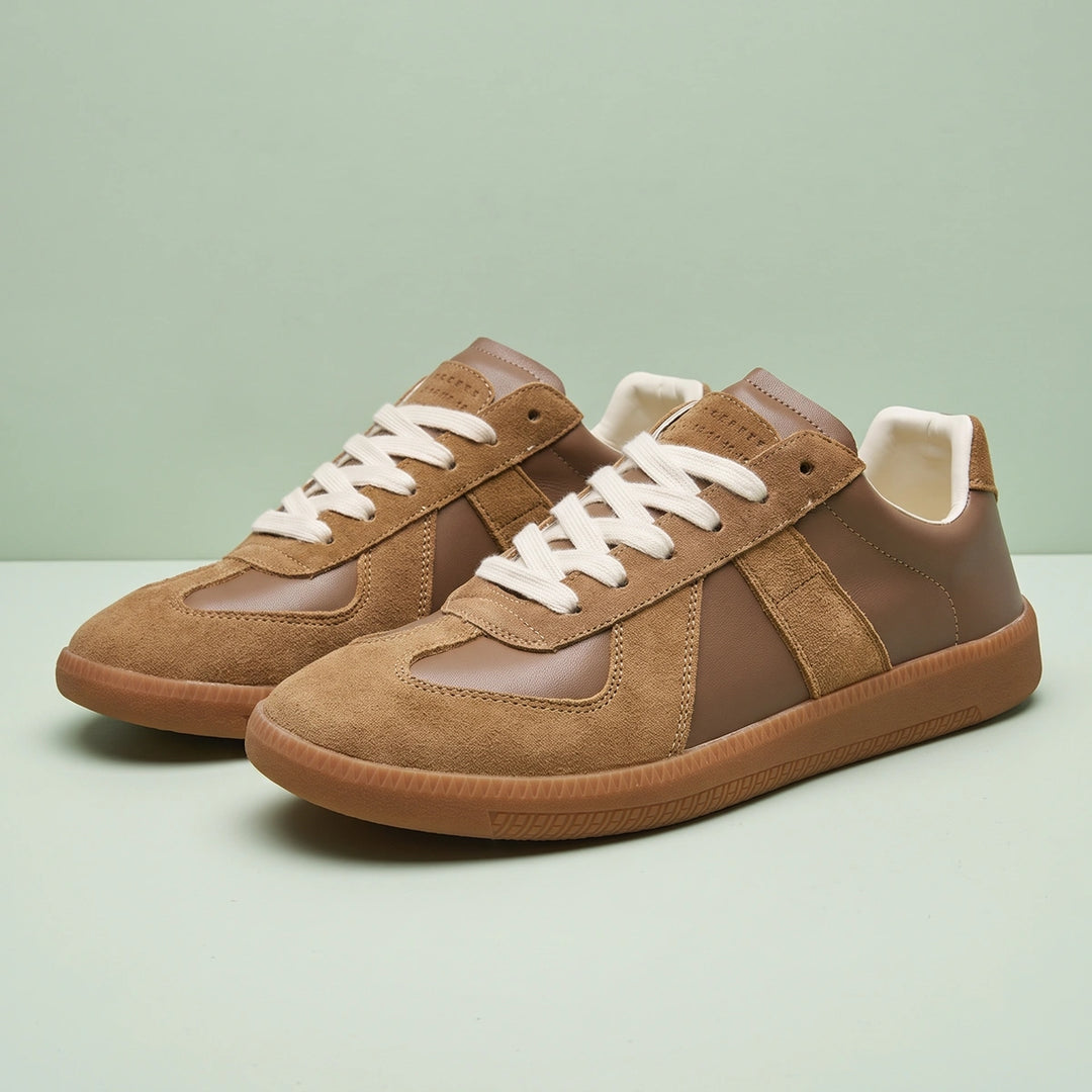 Kieran Retro Suede Trim Low Top Sneakers - Brown