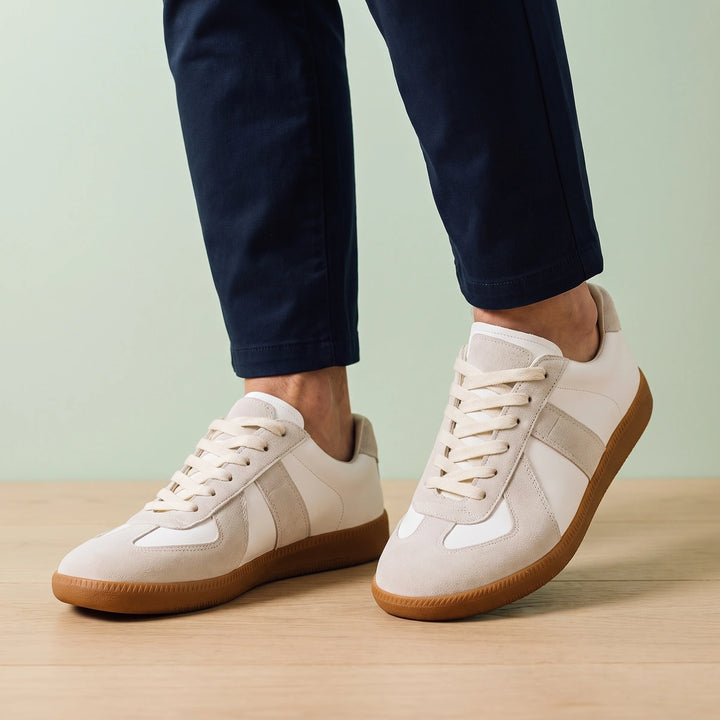 Kieran Retro Suede Trim Low Top Sneakers - White