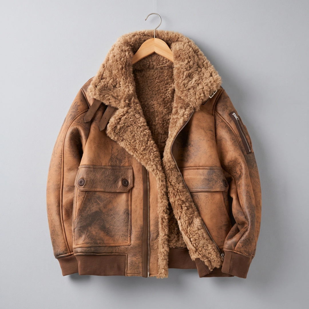 Lachlan Shearling Aviator Jacket - Brown