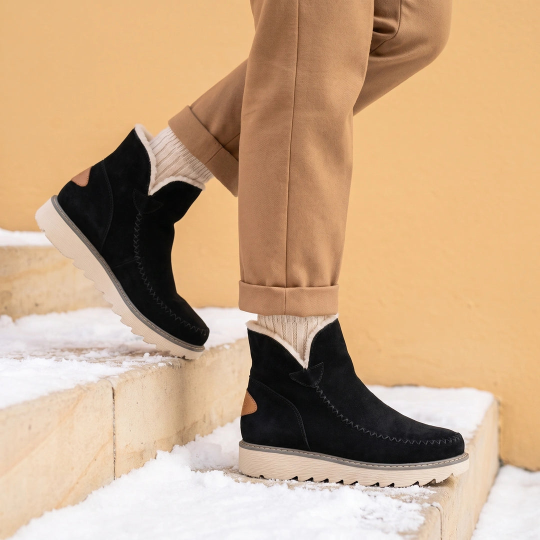 Laetitia Insulated Water Resistant Slip On Winter Boots - Black