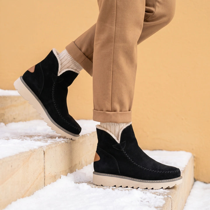 Laetitia Insulated Water Resistant Slip On Winter Boots - Black