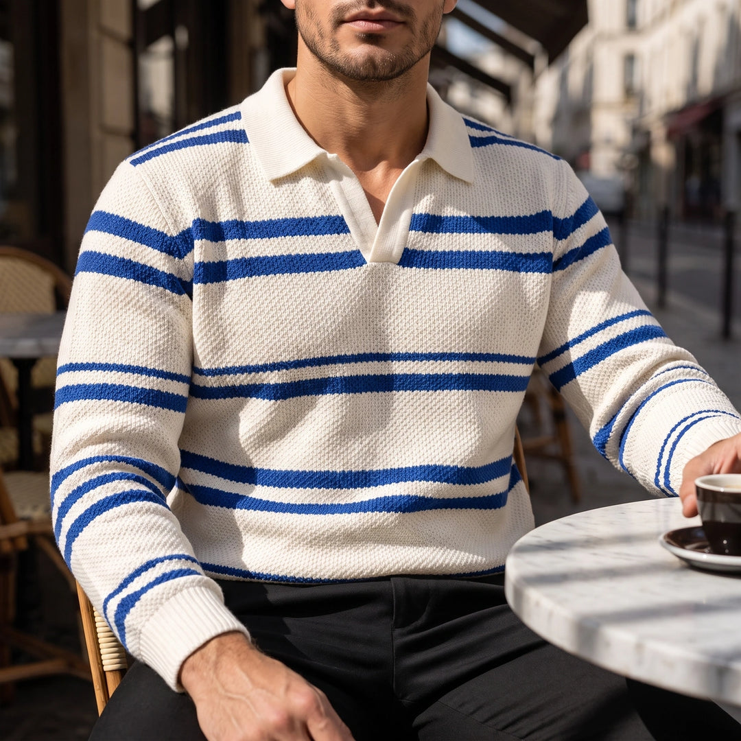 Lawson Striped Waffle Knit Polo - White