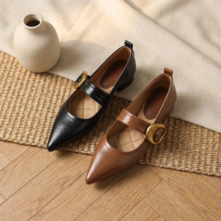 Ines Women's Buckle Strap Flats