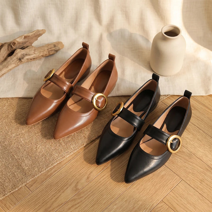 Ines Women's Buckle Strap Flats