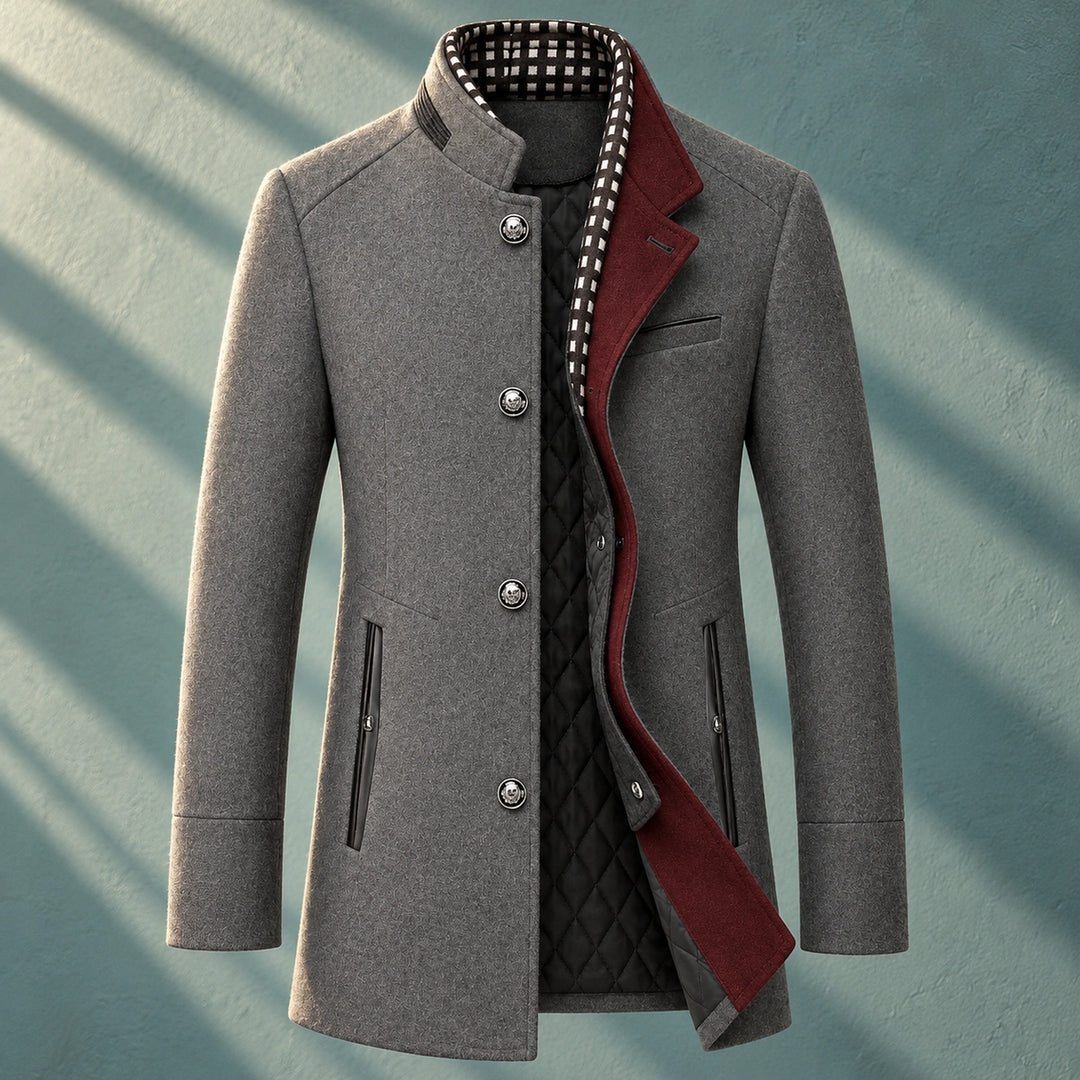 Leroy Wool Blend Removable Collar Pea Coat - Gray