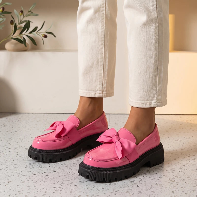 Babette Women's Platform Bow Loafers - Pink