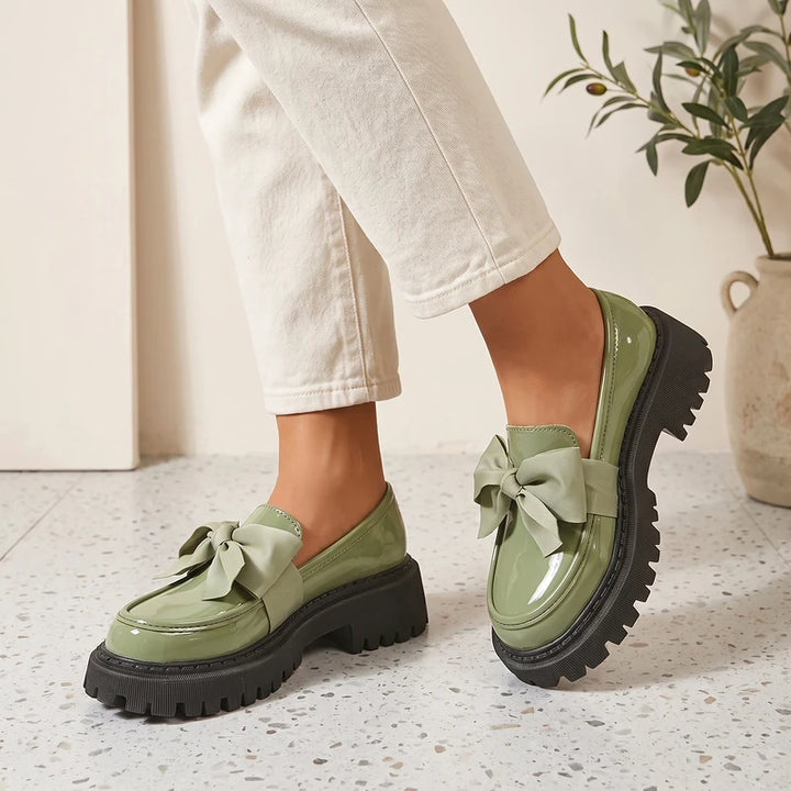 Babette Women's Platform Bow Loafers - Green