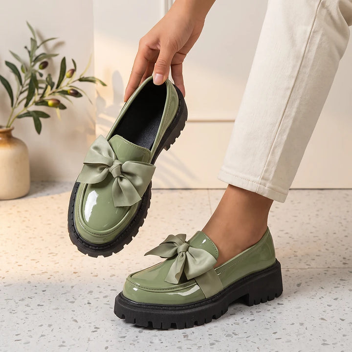 Babette Women's Platform Bow Loafers - Green