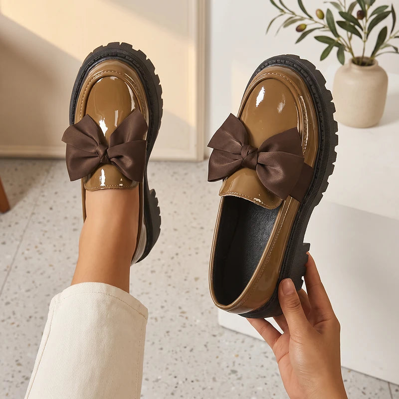 Babette Women's Platform Bow Loafers - Brown
