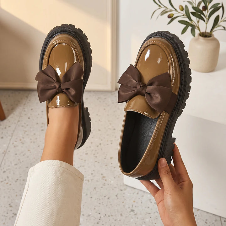 Babette Women's Platform Bow Loafers - Brown