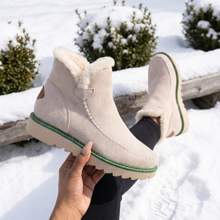 Lottie Fleece Lined Platform Boots - Beige
