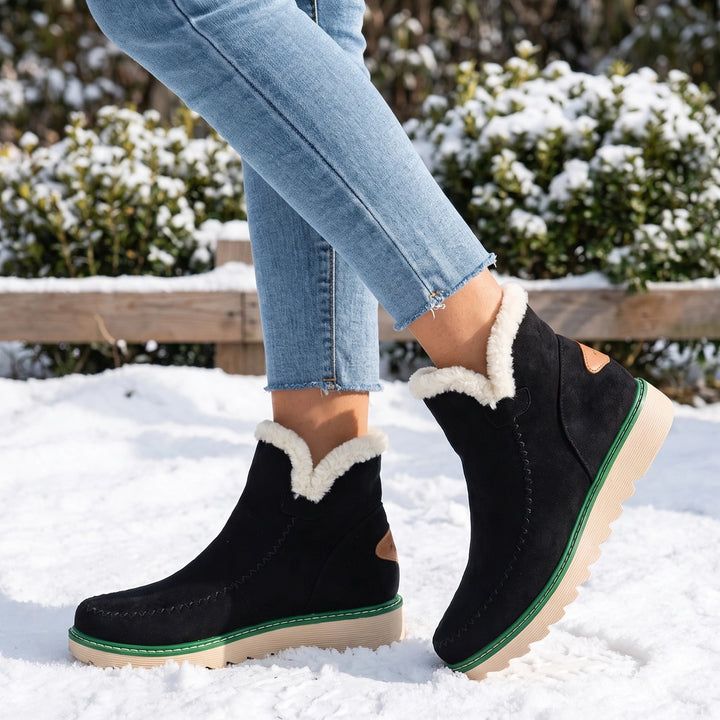 Lottie Fleece Lined Platform Boots - Black