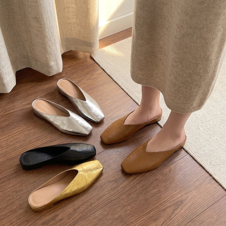 Zelda Women's Metallic Square Toe Mules