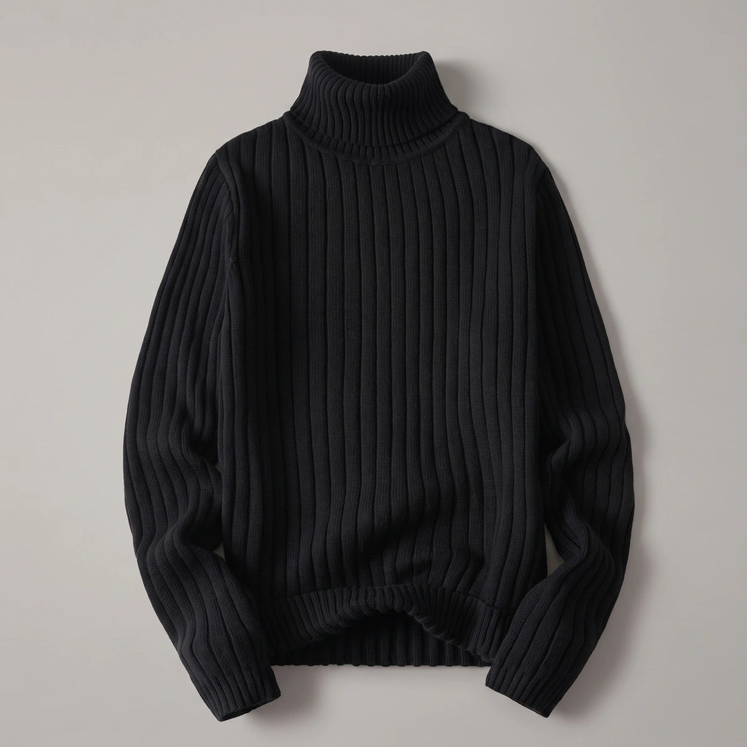 Malcolm Chunky Ribbed Turtleneck Sweater - Black