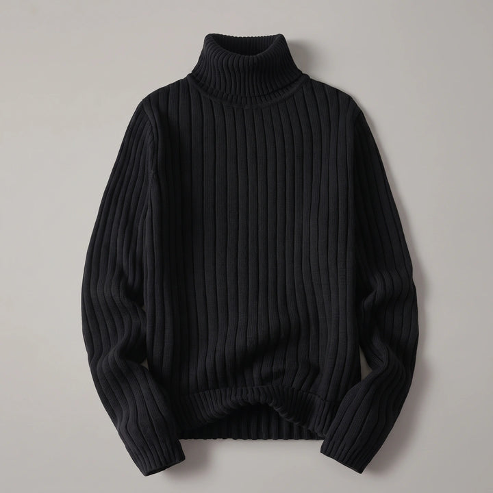 Malcolm Chunky Ribbed Turtleneck Sweater - Black