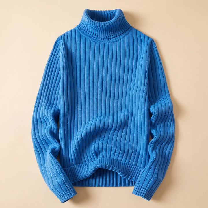 Malcolm Chunky Ribbed Turtleneck Sweater - Blue