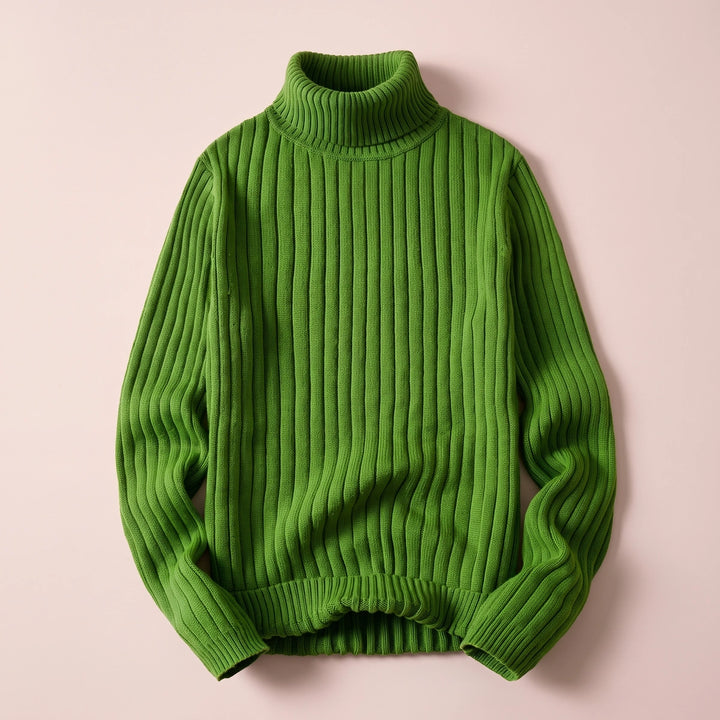 Malcolm Chunky Ribbed Turtleneck Sweater - Olive
