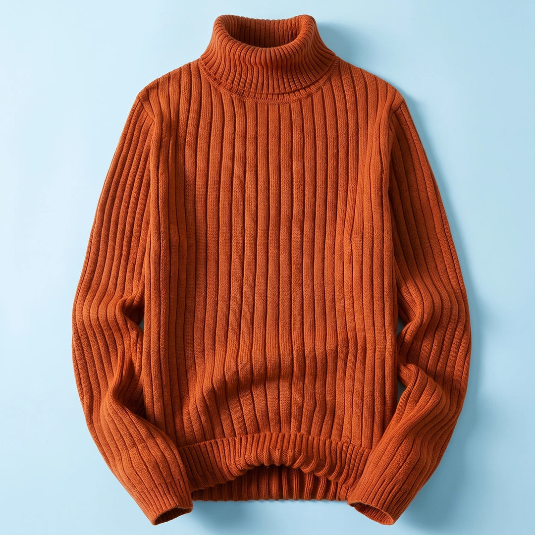 Malcolm Chunky Ribbed Turtleneck Sweater - Orange