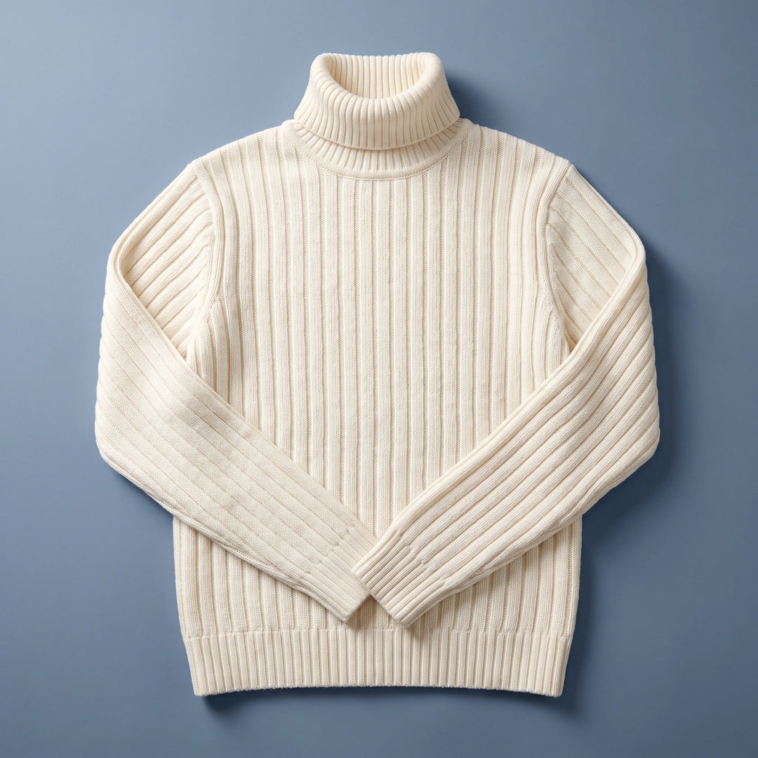 Malcolm Chunky Ribbed Turtleneck Sweater - White