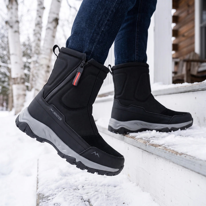 Manfred Side Zip Insulated High Cut Snow Boots - Black