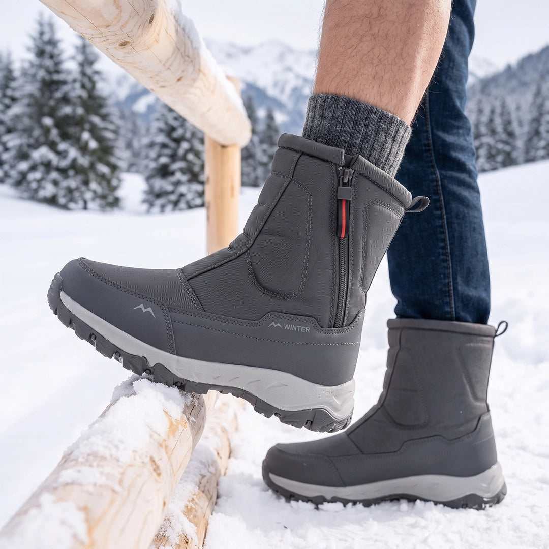 Manfred Side Zip Insulated High Cut Snow Boots - Gray