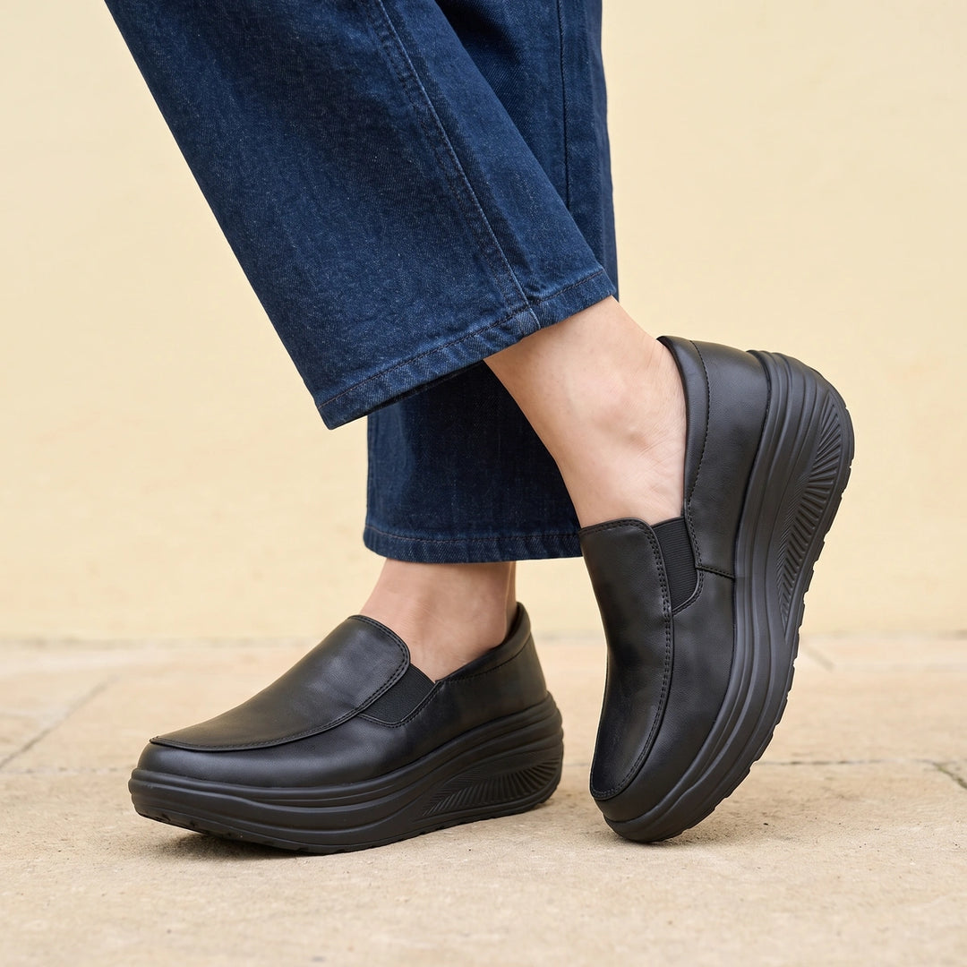 Matilda Slip On Platform Rocker Sneakers - Black