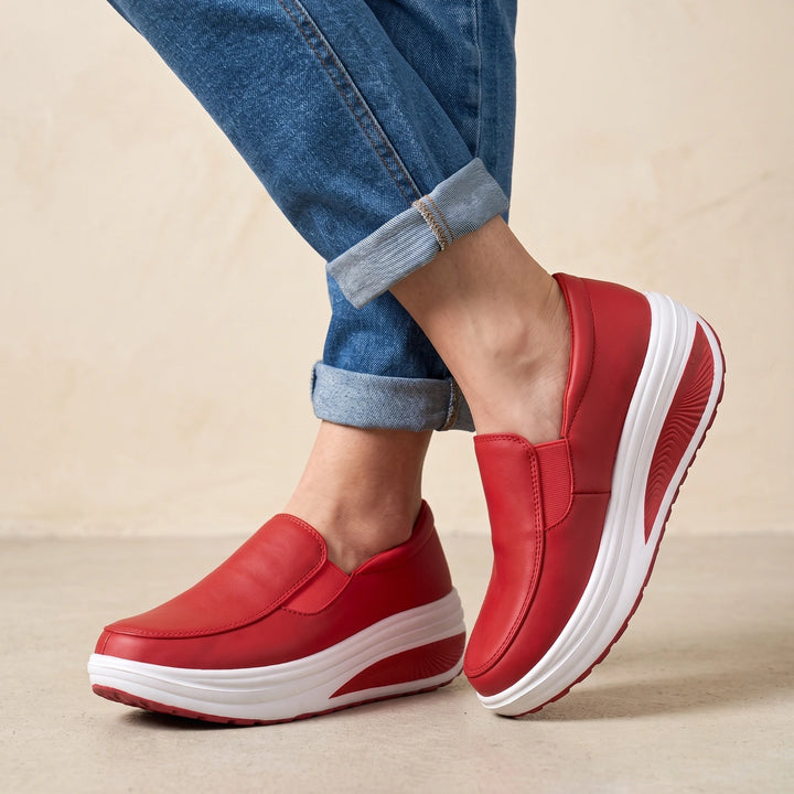 Matilda Slip On Platform Rocker Sneakers - Red