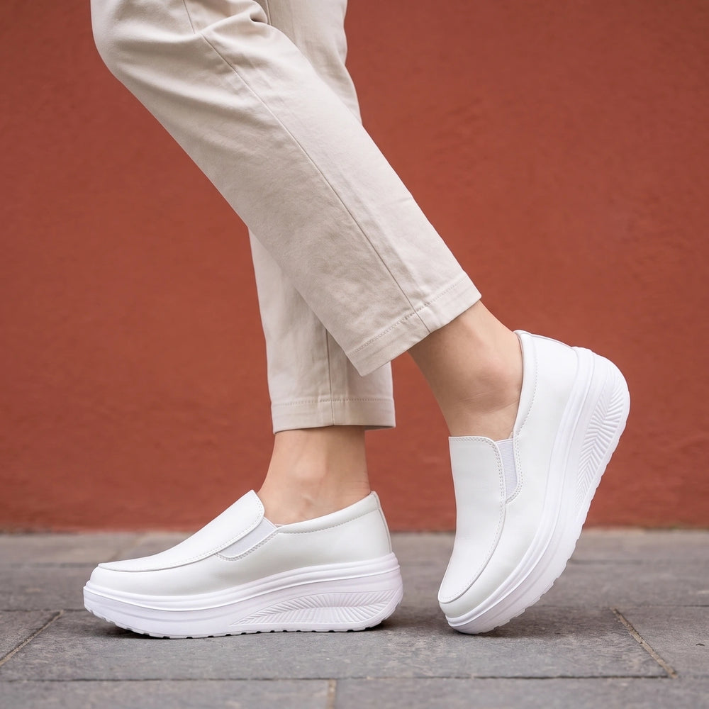 Matilda Slip On Platform Rocker Sneakers - White