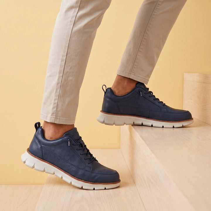 Maximo Leather Orthopedic Welt Lace Up Sneakers - Blue