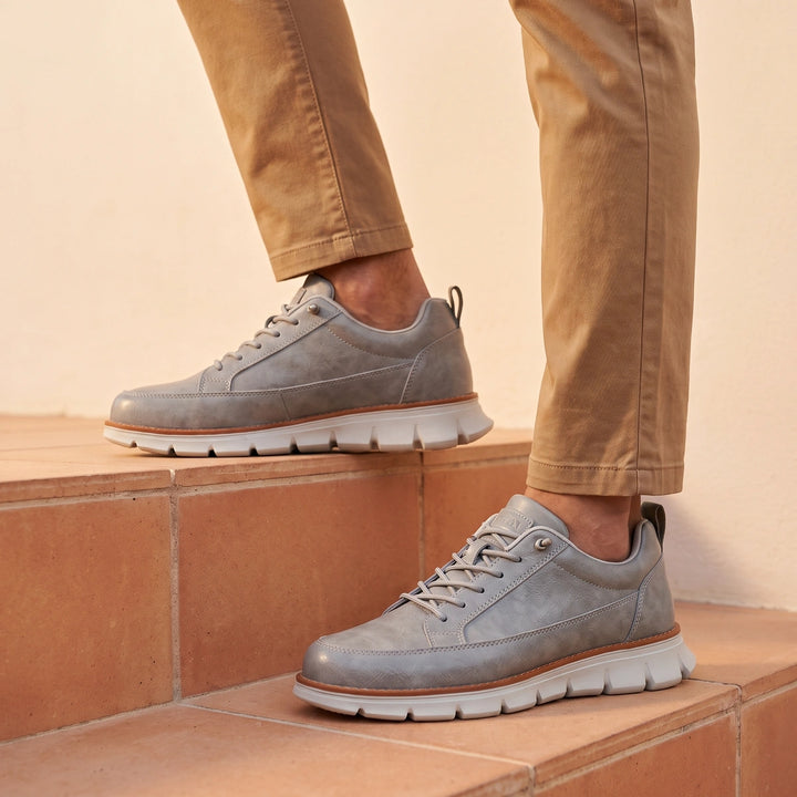 Maximo Leather Orthopedic Welt Lace Up Sneakers - Gray