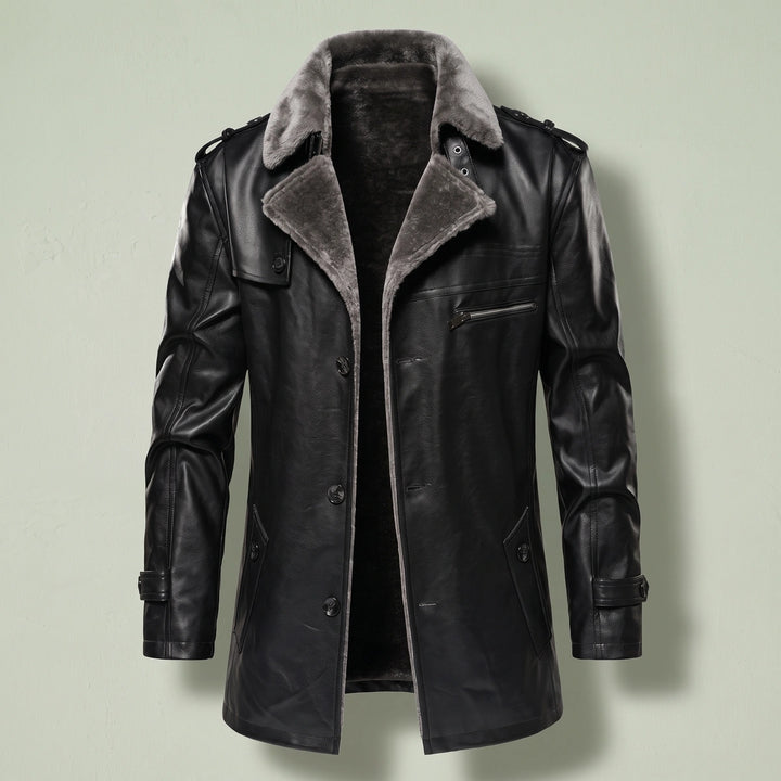 Maxwell Shearling Collar Car Coat - Black