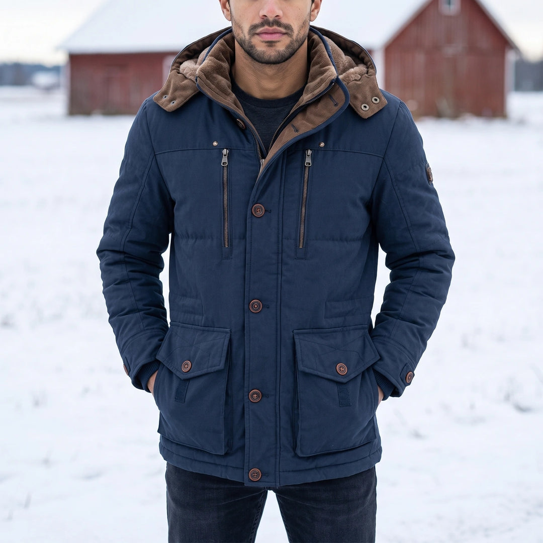 Montague Sherpa Hood Winter Parka - Navy