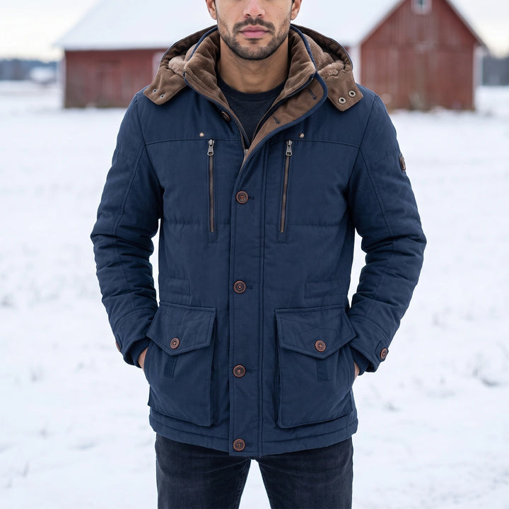 Montague Sherpa Hood Winter Parka - Navy