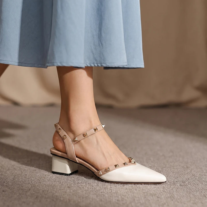 Rosetta Women's Studded Slingback Pumps - White