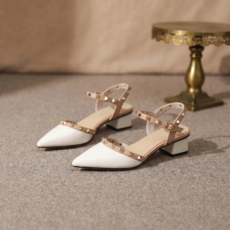 Rosetta Women's Studded Slingback Pumps - White