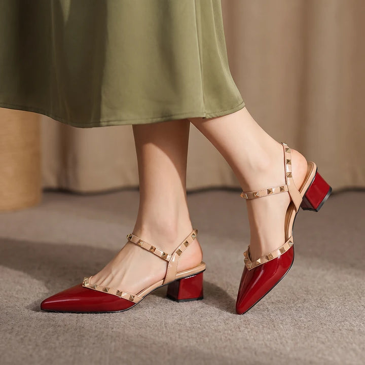 Rosetta Women's Studded Slingback Pumps - Red