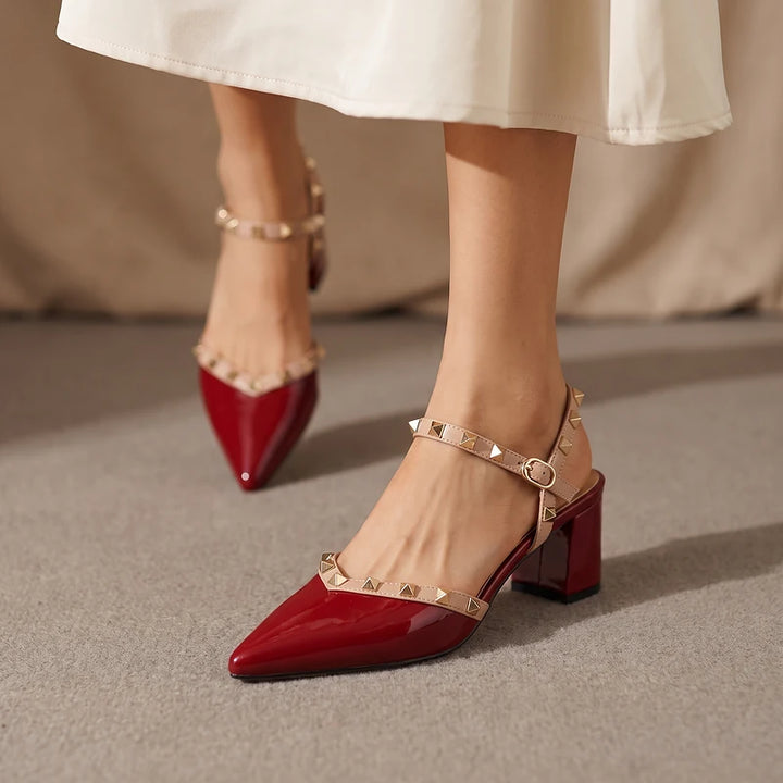 Rosetta Women's Studded Slingback Pumps - Red