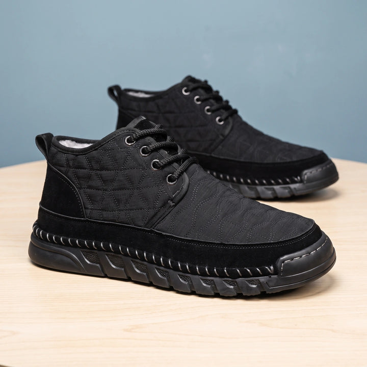 Osbert Cow Suede Quilted Low Top Sneakers - Black