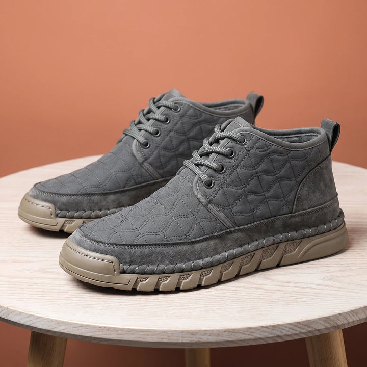 Osbert Cow Suede Quilted Low Top Sneakers - Gray