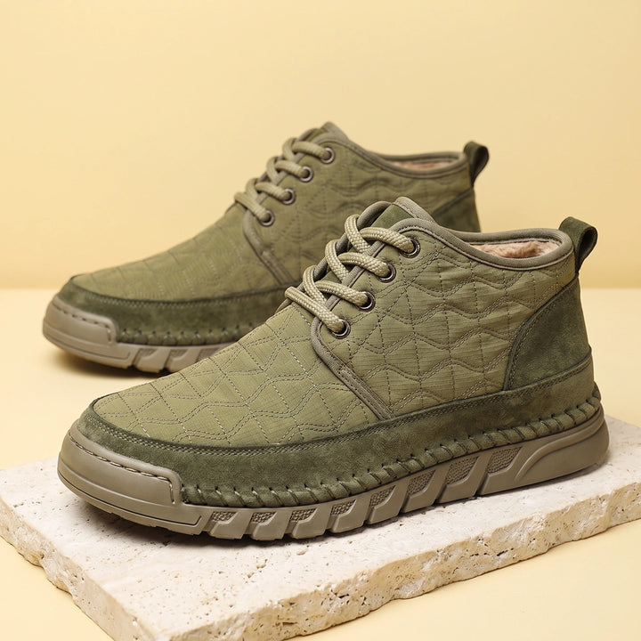 Osbert Cow Suede Quilted Low Top Sneakers - Green