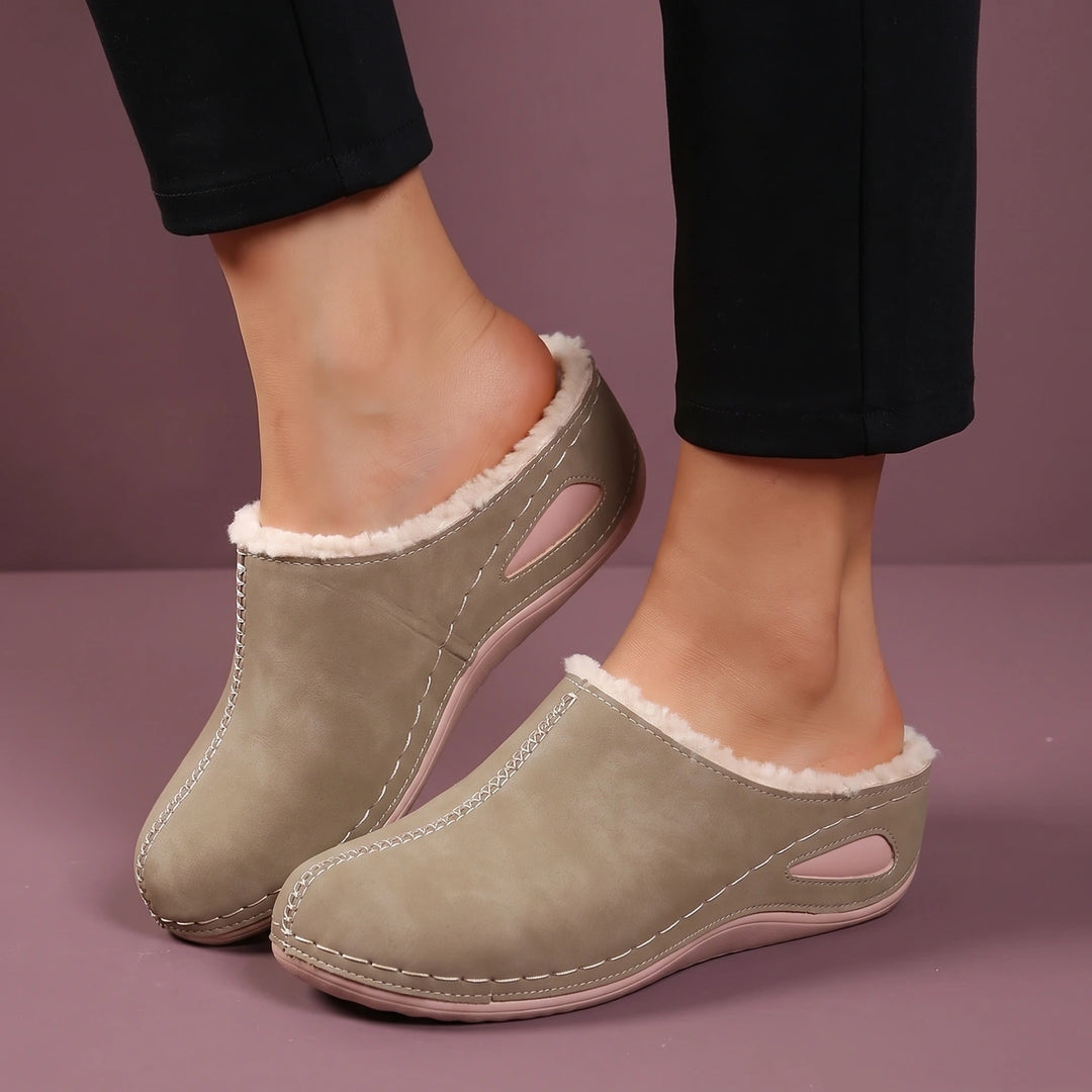 Priya Fur Lined Orthopedic Arch Support Mule Clogs - Brown