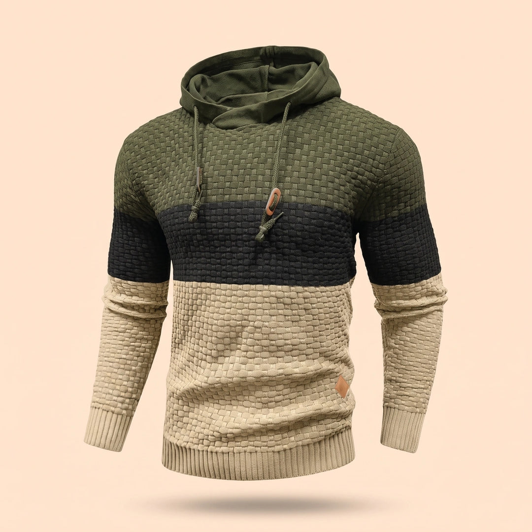 Quincy Color Block Knit Hoodie - Green