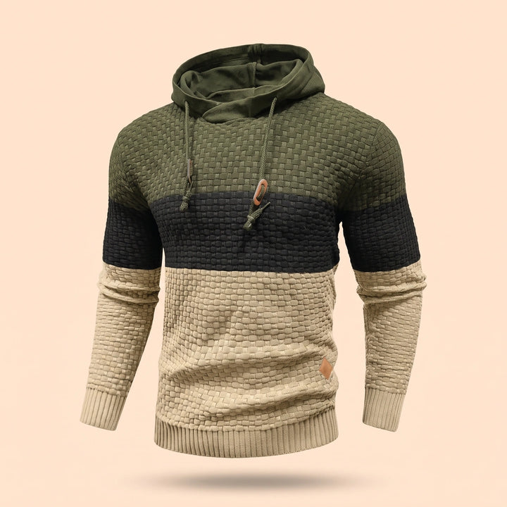 Quincy Color Block Knit Hoodie - Green